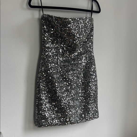 Glamorous Strapless Sequin Dress - Silver - Picture 4 of 5